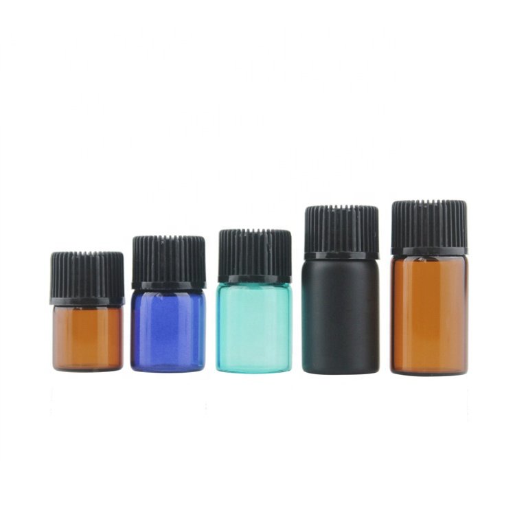 New Product Cosmetic Packaging 1ml 2ml 3ml 5ml Small Clear Amber Glass Vial Sample Serum Essential Oil Bottle With Inner Cap