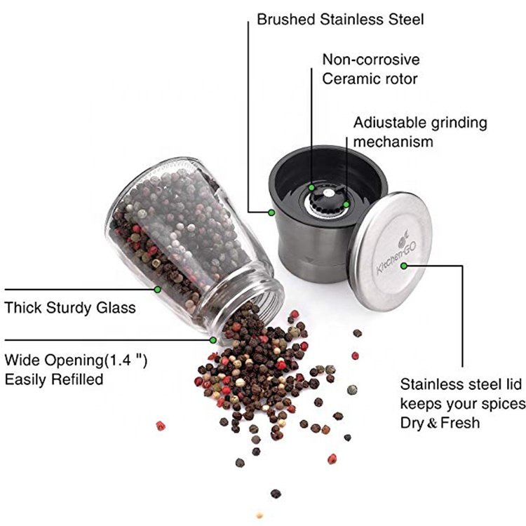 Premium Salt and Pepper Grinder Chilli Spice Jar Manual Salt and Pepper Grinder Mill Bottle Set Manufacturer