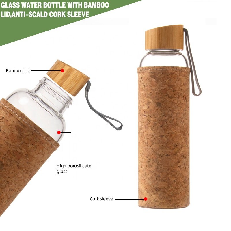Wholesale Design 500 ml 750 ml Wide Mouth Drinking juice frosted clear sublimation glass water bottle with bamboo lid