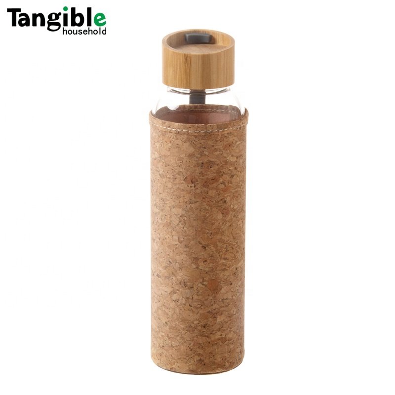 Wholesale Design 500 ml 750 ml Wide Mouth Drinking juice frosted clear sublimation glass water bottle with bamboo lid