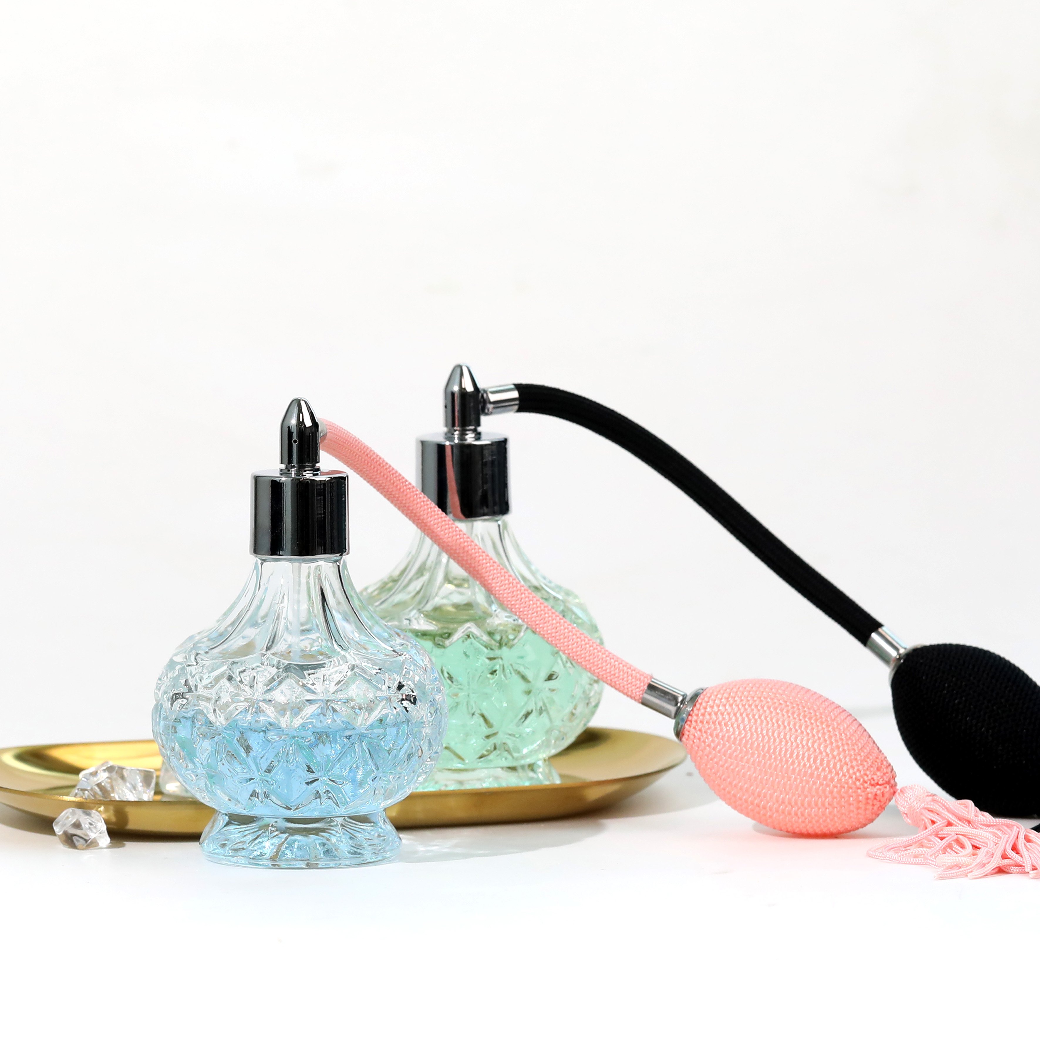 Hot Selling Luxury 80Ml Vintage Crystal Perfume Bottle Atomizer With Squeeze Bulb And Tassel Spray Mounting