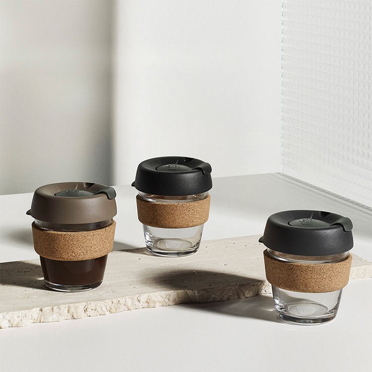 Coffee Cup Eggshell Tumblers with Lids Wholesale Custom Eco-friendly Cork Sleeve Reusable Keep Glass CLASSIC Party Round