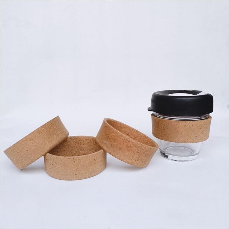 Coffee Cup Eggshell Tumblers with Lids Wholesale Custom Eco-friendly Cork Sleeve Reusable Keep Glass CLASSIC Party Round