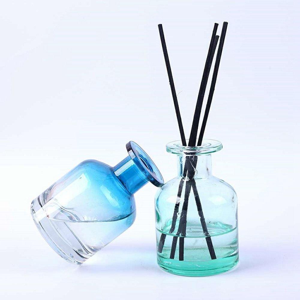 Custom Blue Round Luxury Aromatherapy Home Decoration Glass Bottles 100ml