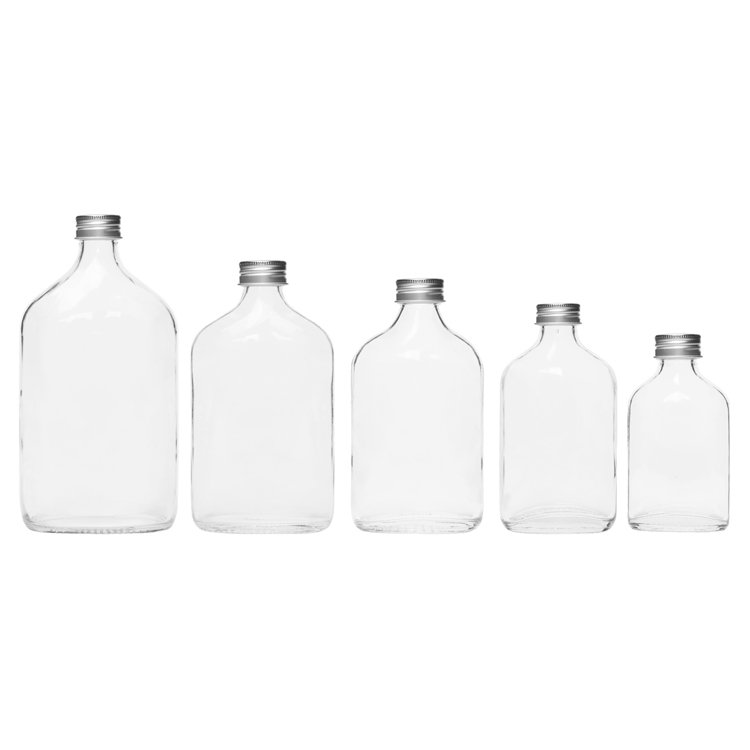 Clear Glass Flask Liquor Bottle for Juice Beverage 100ml 200ml 350ml 500ml