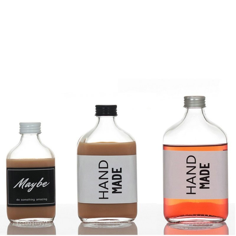 Clear Glass Flask Liquor Bottle for Juice Beverage 100ml 200ml 350ml 500ml