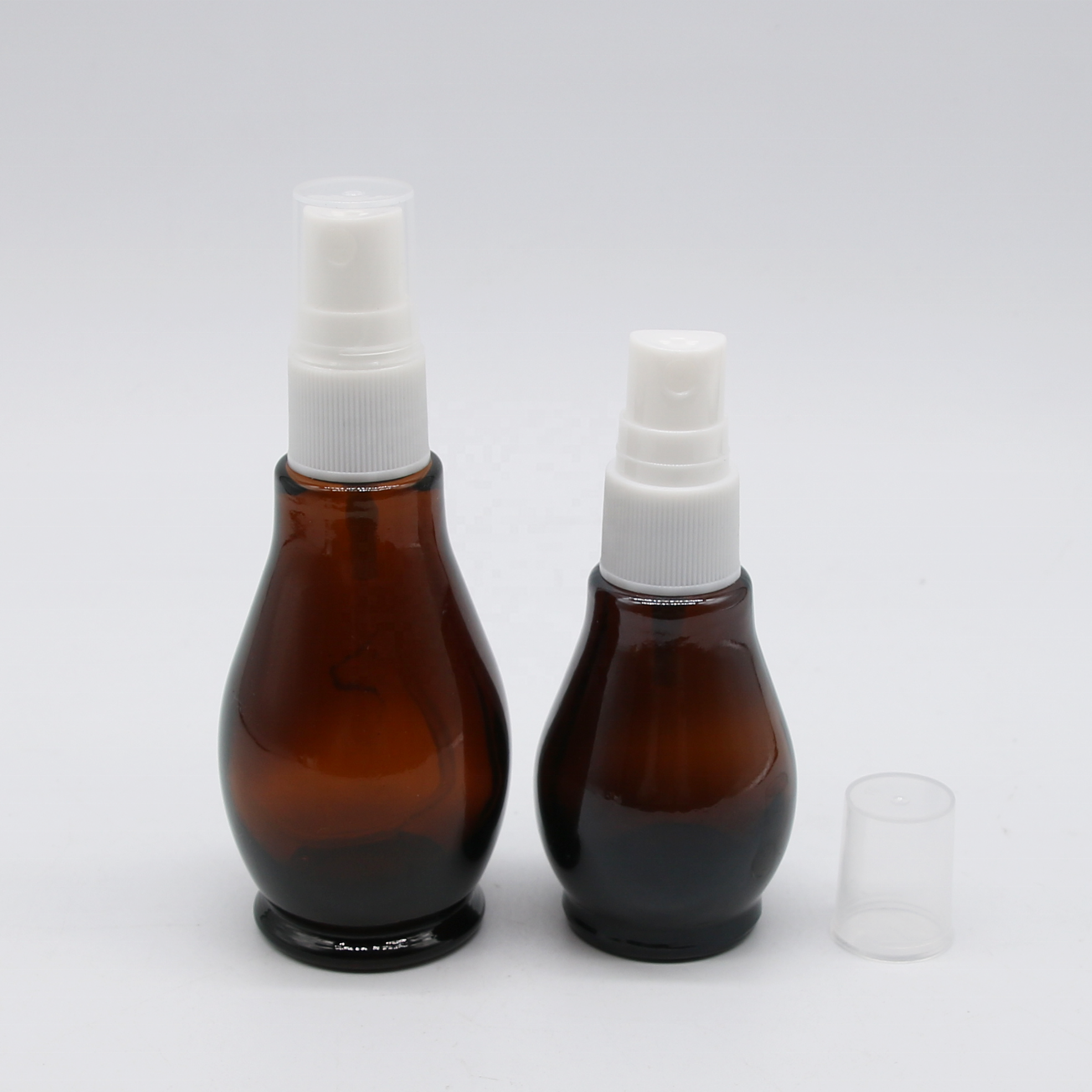 100Ml Serum Amber Essential Oil 4 Oz Hair Oil Gourd Shape Unique Glass Bottle Dropper 10ml