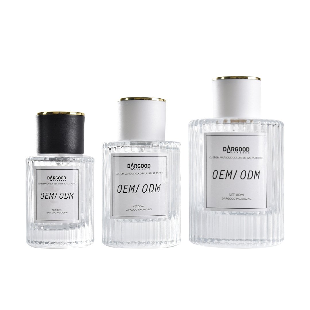 Luxury 30/50/100ML Round Shaped Empty Perfume Cylinder Glass Bottles Perfume Travel Refill Bottle