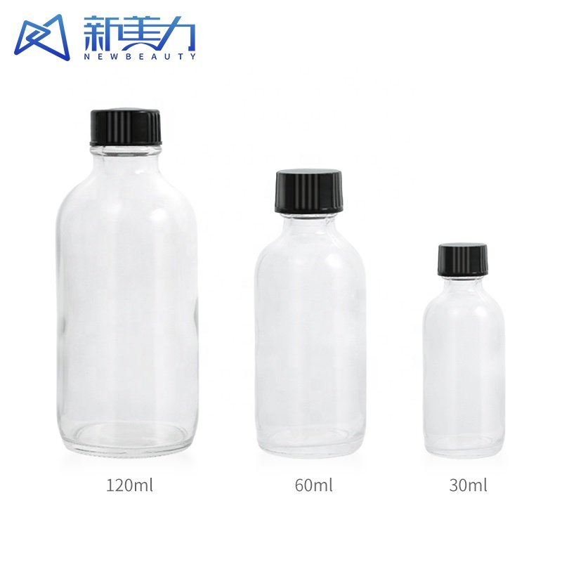 High quality Transparent Boston Type Essential Oil Glass Bottle Perfume Dropper Bottle Lotion Cosmetic Sub-bottling