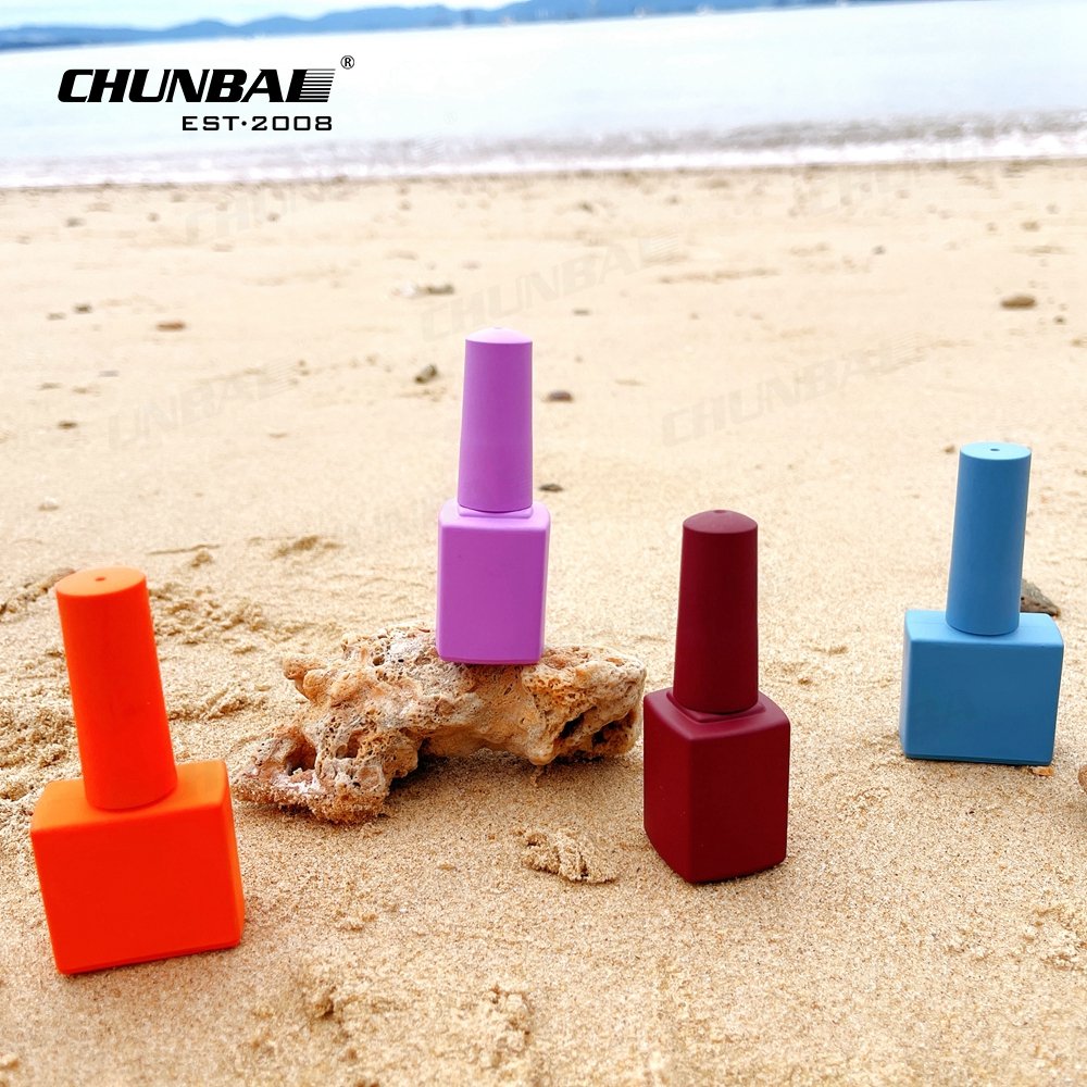 New Arrival Modern Empty Rectangle frosted Colorful Small Screen Printer Nail Polish Square Bottle And Container