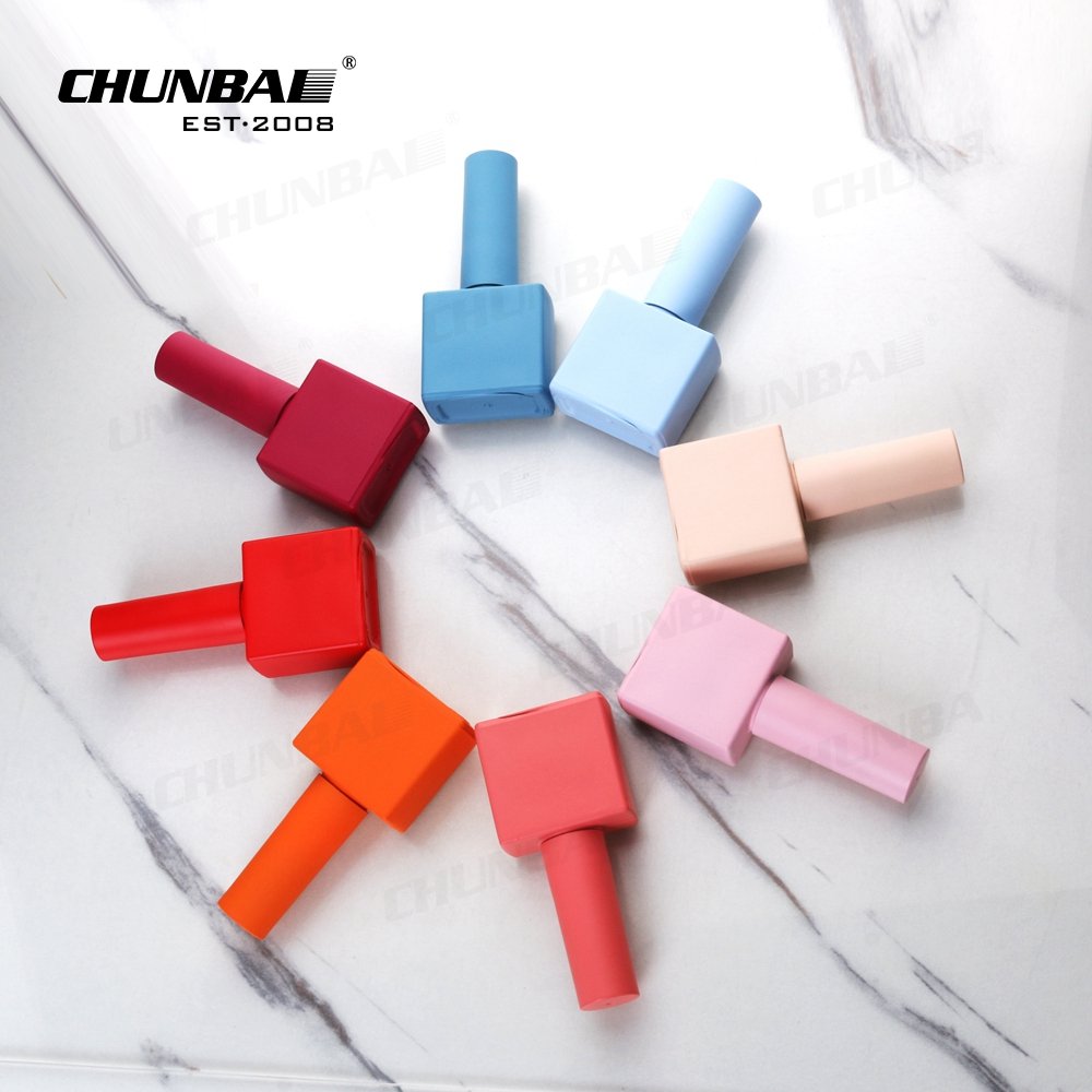 New Arrival Modern Empty Rectangle frosted Colorful Small Screen Printer Nail Polish Square Bottle And Container