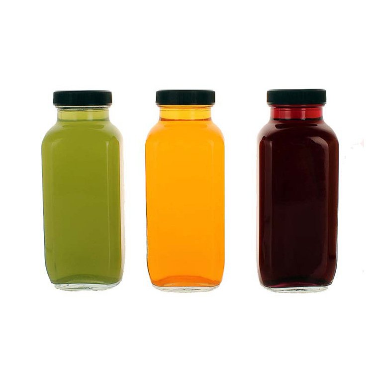 glass bottle suppliers empty 500ml 16oz square drink beverage glass bottle for Kombucha Smoothie cold Pressed Juice with lid