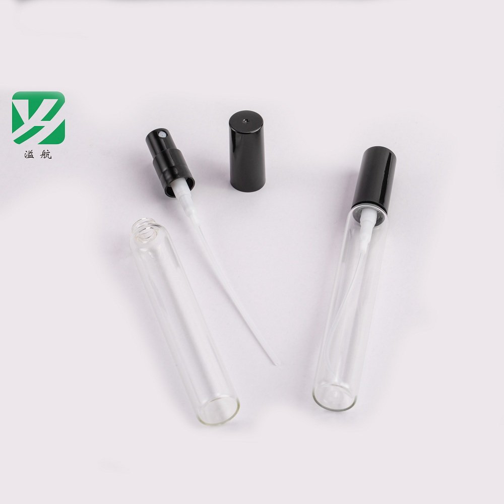 Hot selling 5/10/12 mL Transparent/Frosted tube glass bottle spray bottles for perfumes with full cover