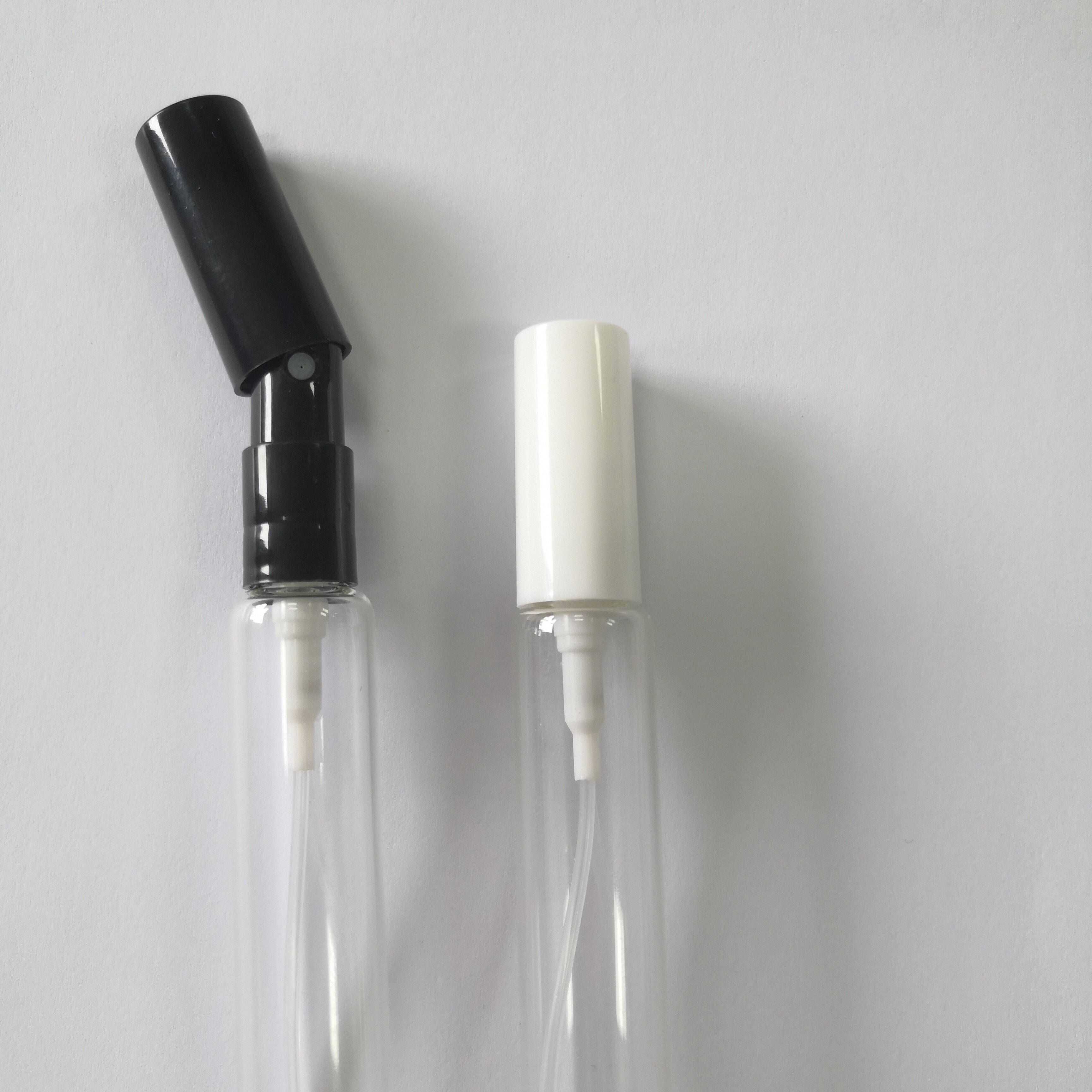 Hot selling 5/10/12 mL Transparent/Frosted tube glass bottle spray bottles for perfumes with full cover