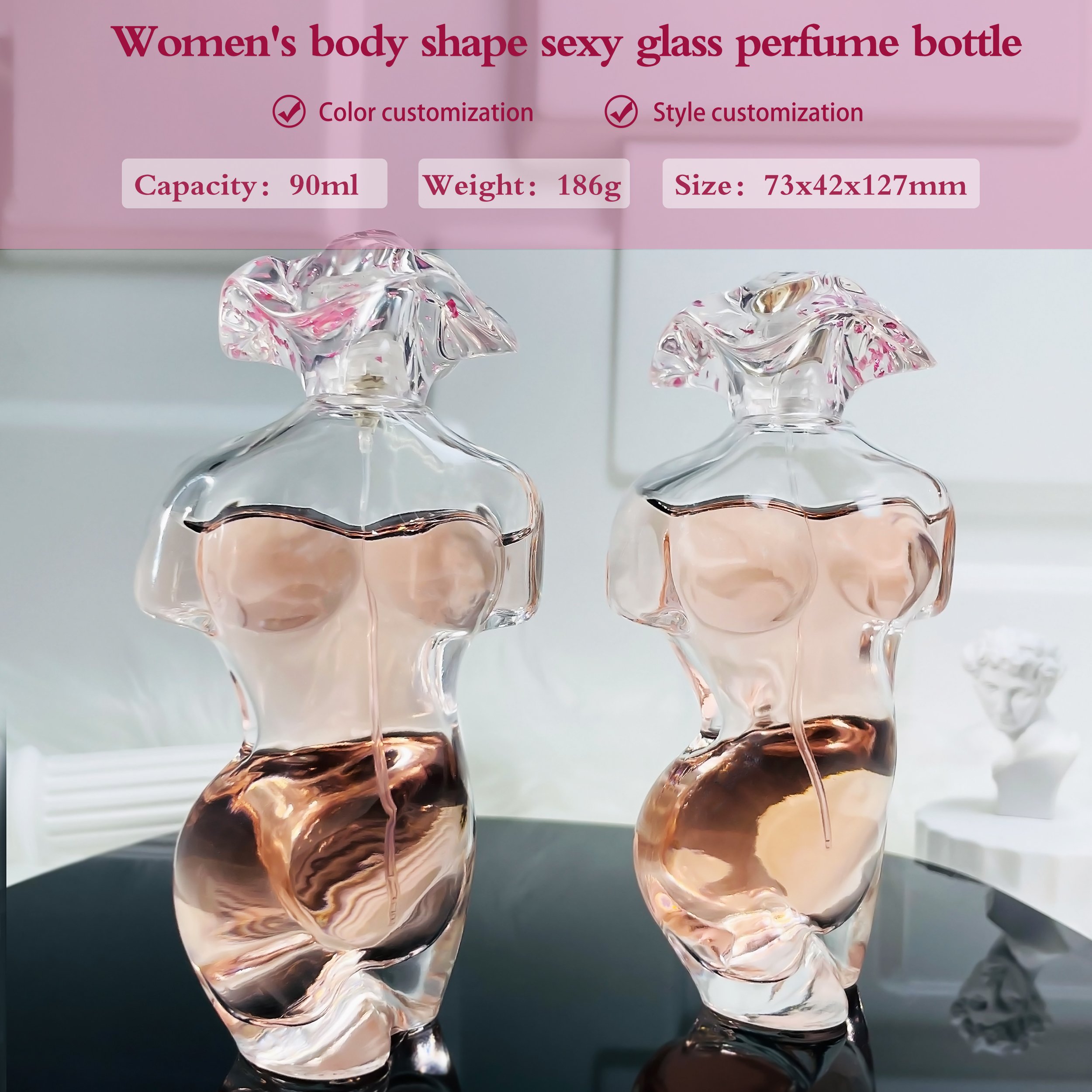 90ml Luxury Lady Women Perfume Glass Bottle Luxury Empty Glass Perfume Bottle With Box Packaging