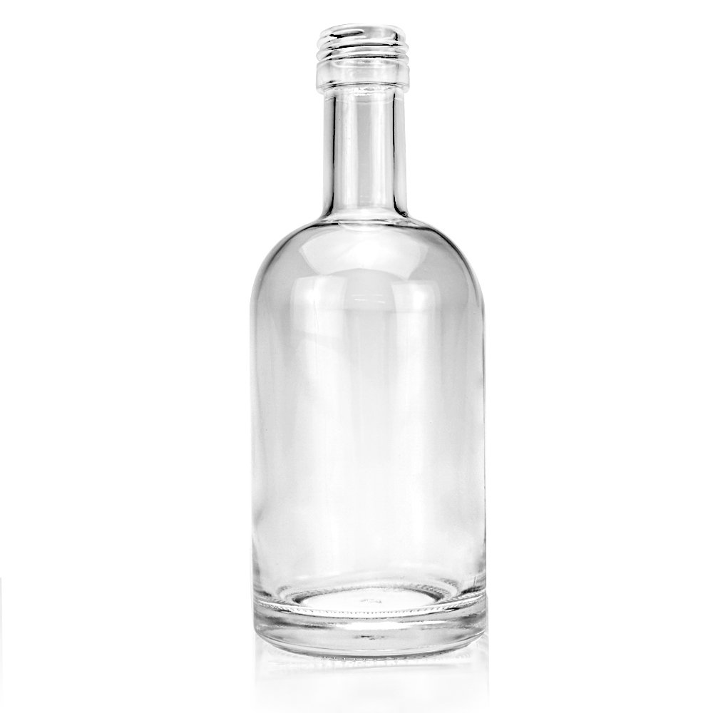 wholesale 350ml 1liter round bottles glass empty gin vodka whiskey glass liquor bottle brandy glass bottle with lid