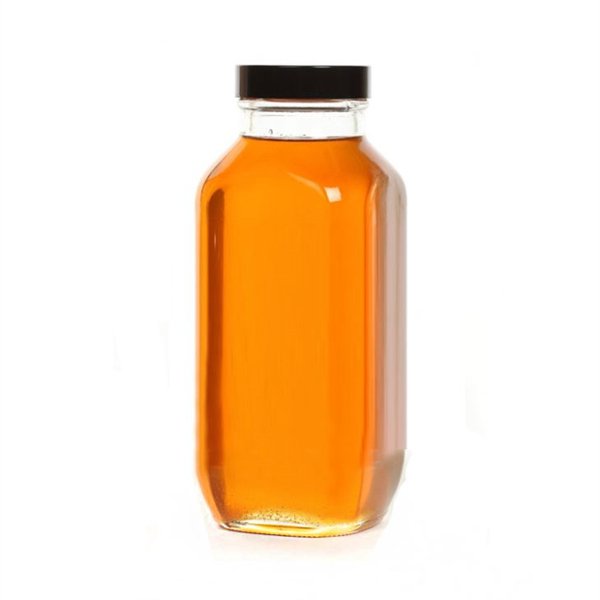 Food Grade 12 oz 350 ml French Square Glass Beverage Bottle Milk Drinking Glass Bottle with Lid
