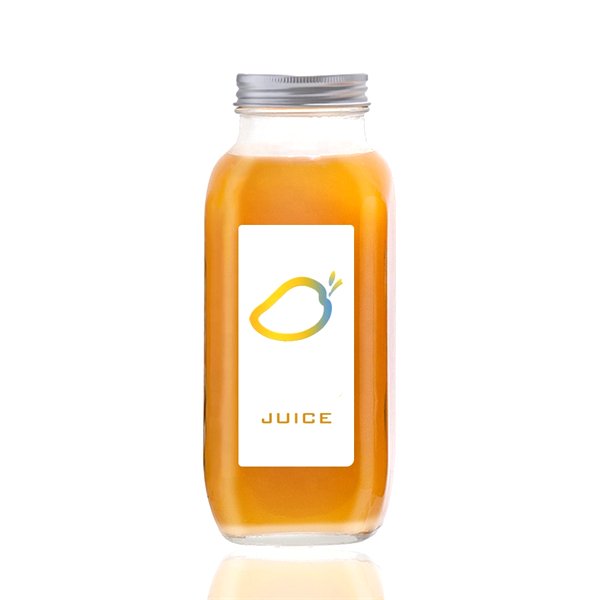 Food Grade 12 oz 350 ml French Square Glass Beverage Bottle Milk Drinking Glass Bottle with Lid