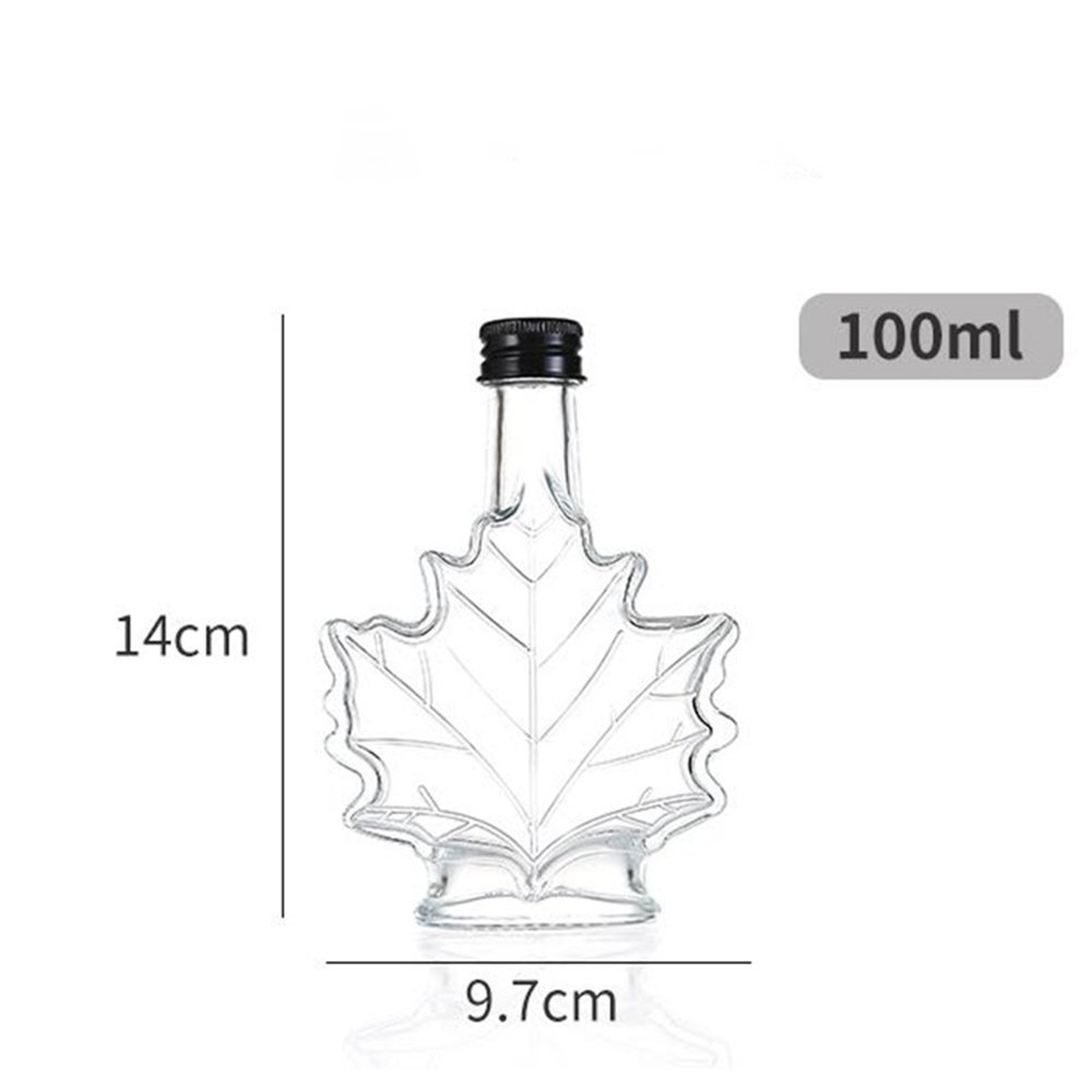 Unique 70ml 100ml 250ml Maple Leaf Shaped Glass Bottle Glass Beverage Bottle Dark Rum bottle with Screw Cap