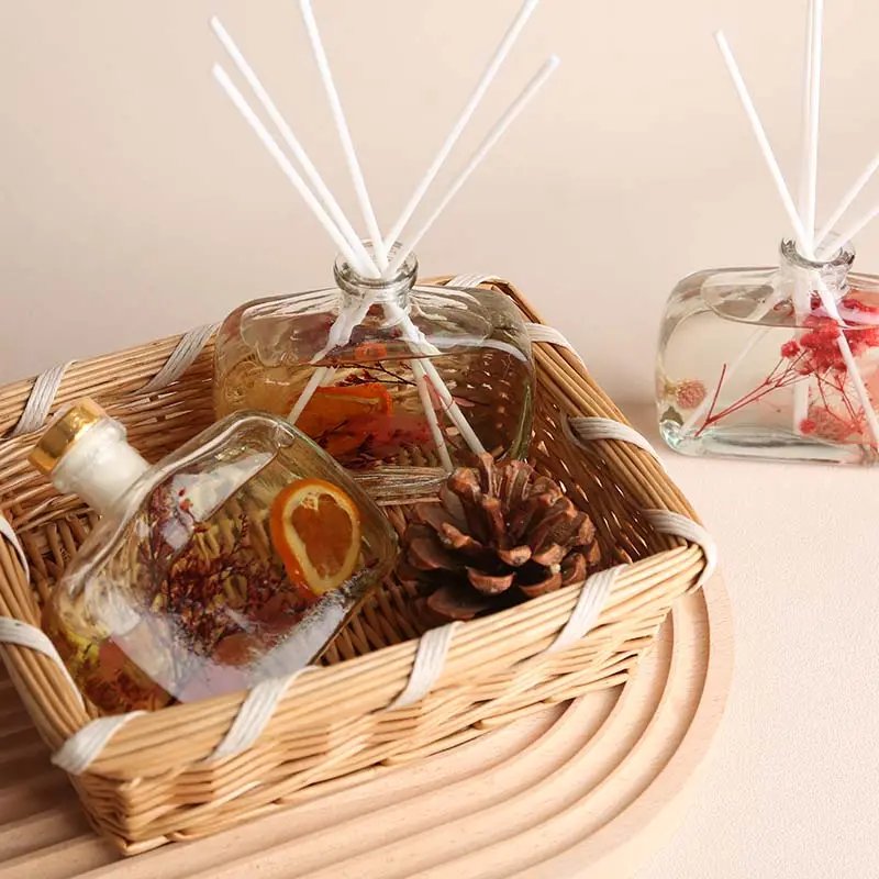 100ML 200ML 230ML Luxury Large Capacity Transparent Clear Empty Flat Reed Diffuser Fragrance Perfume Glass Bottle With Cork