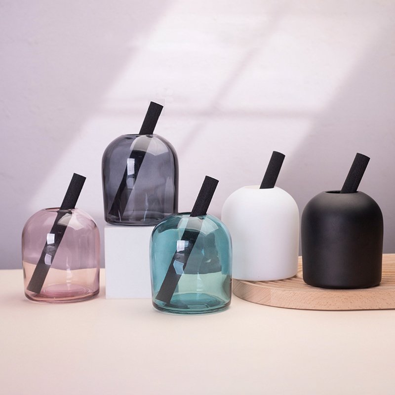 Hot sale glass bottle New Design Aromatherapy Perfume Glass Reed Diffuser Bottle Decorative