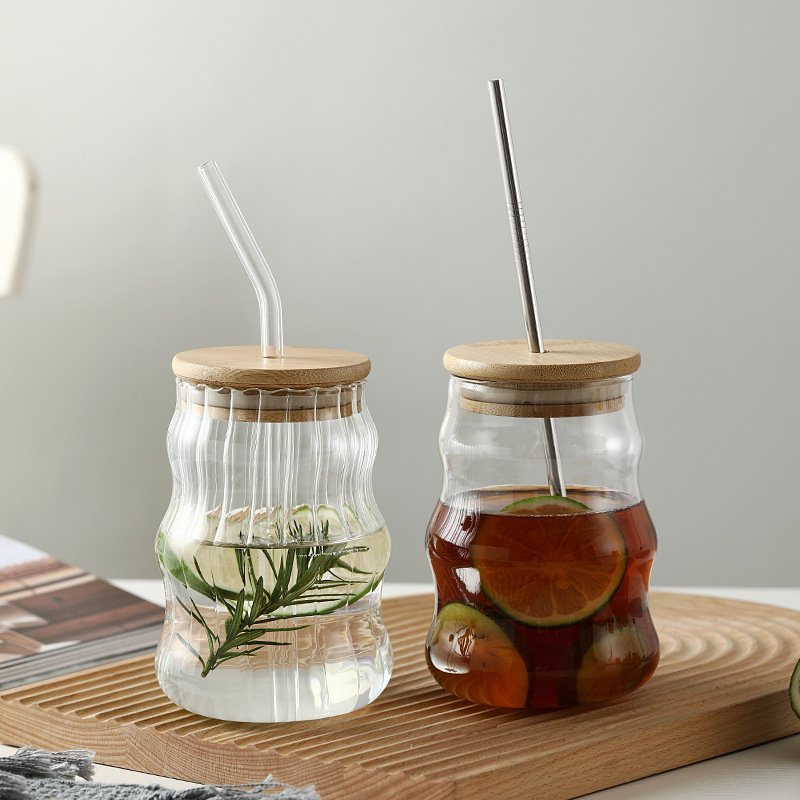 Glass Cups Drinking Glasses Ribbed Glass Ripple Shaped Vintage Glass Bottles