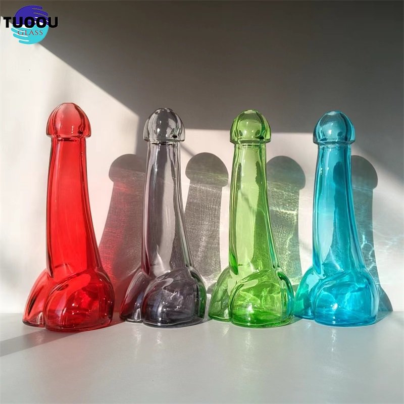 100ML 500ML New and unique creativity Female Masturbation Variable Temperature Male Genital Shape Wine Bar Special Glass Bottle