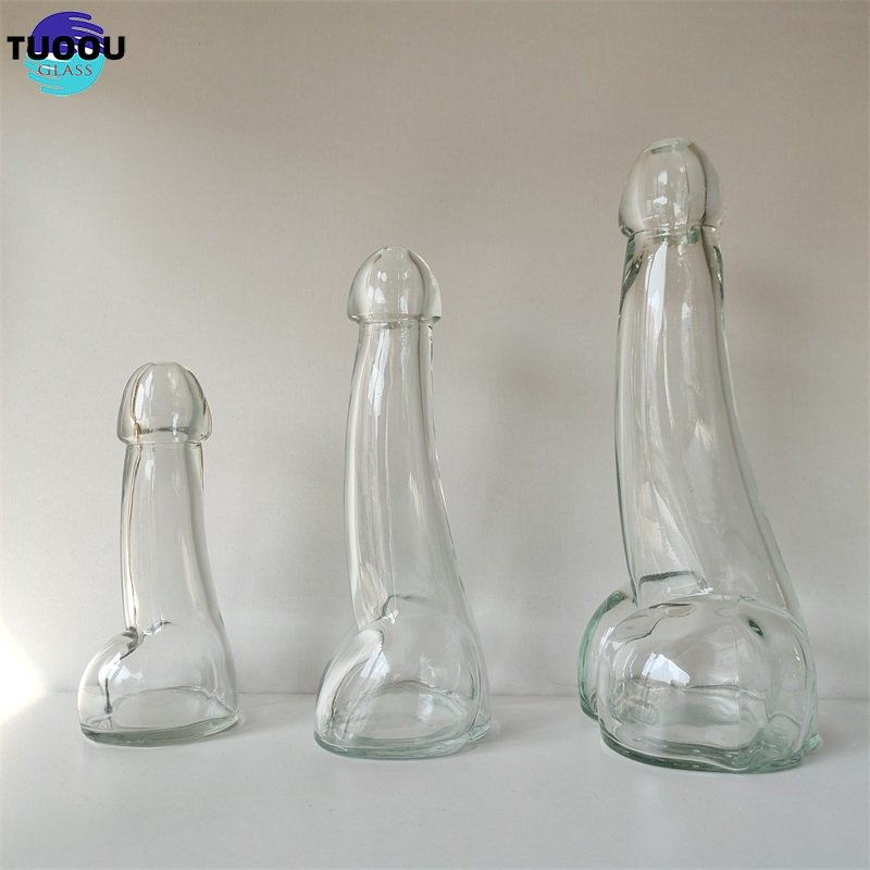 100ML 500ML New and unique creativity Female Masturbation Variable Temperature Male Genital Shape Wine Bar Special Glass Bottle