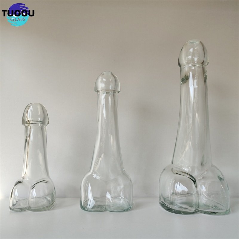 100ML 500ML New and unique creativity Female Masturbation Variable Temperature Male Genital Shape Wine Bar Special Glass Bottle