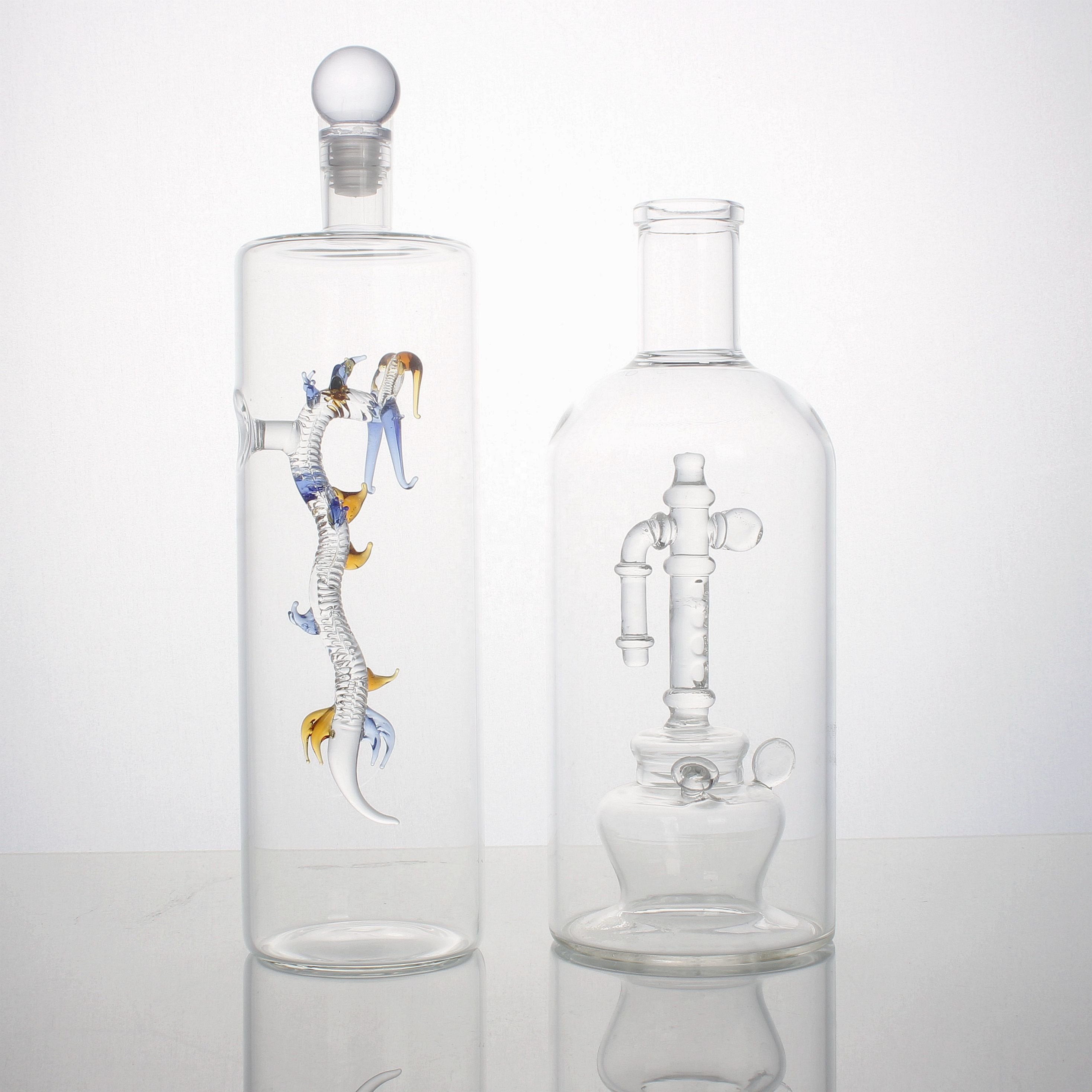 Luxury shape High borosilicate 750ml 700ml glass bottle for liquor gin vodka rum wine spirits brandy beverage