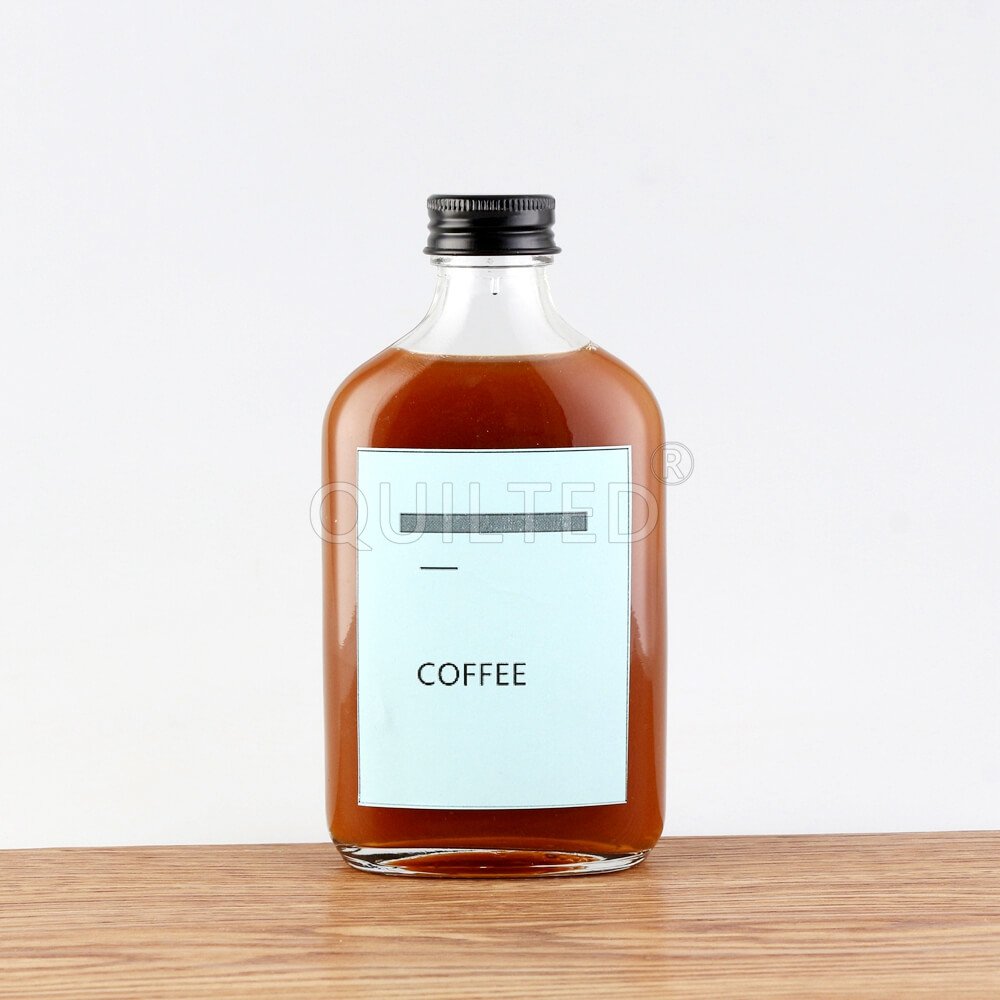 Empty liquor Flask Flat Juice Whiskey Cold Brew Coffee Glass Bottle With Lid
