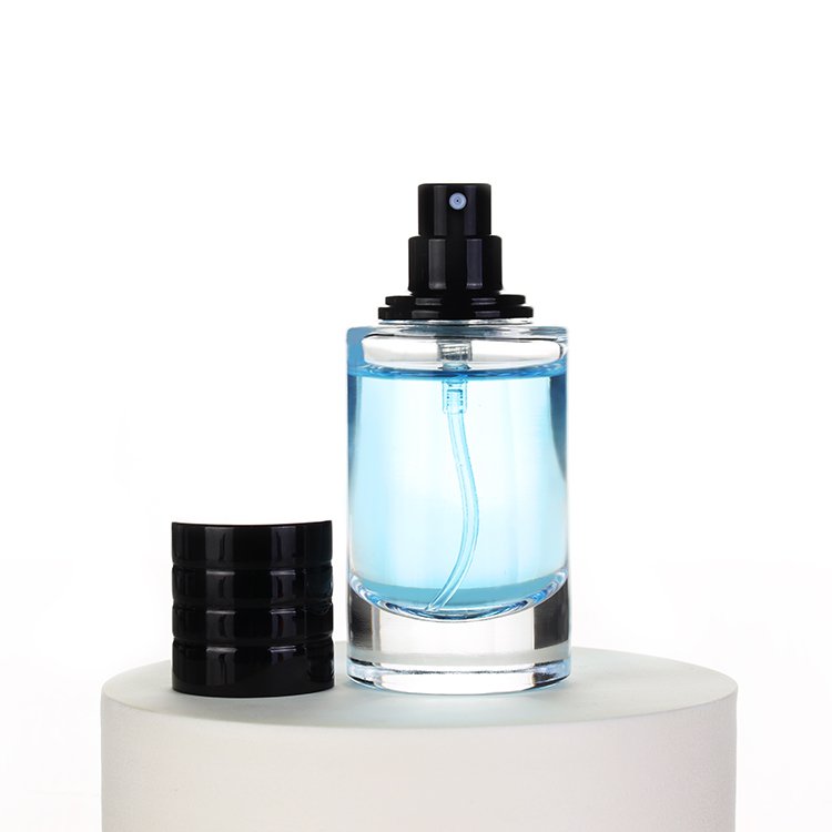 25ml 50ml 100ml Custom Round Empty Clear Fragrance Glass Perfume Bottle Perfume Glass Bottles with Spray pump perfume cap