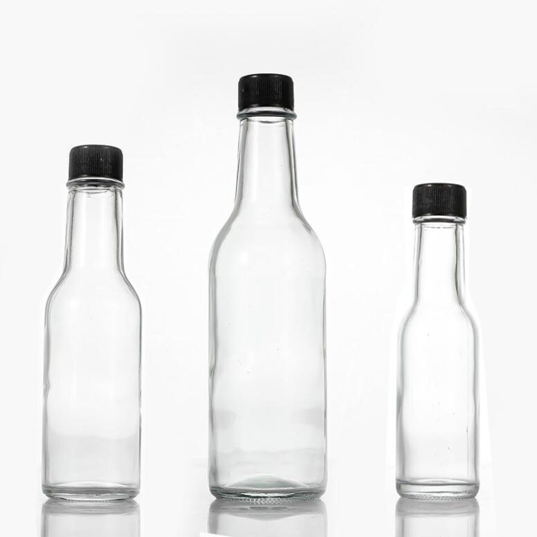 Cheap 150ml glass hot sauce bottles mini empty chilli tomato sauce bottle tabasco sauce bottles with plastic caps