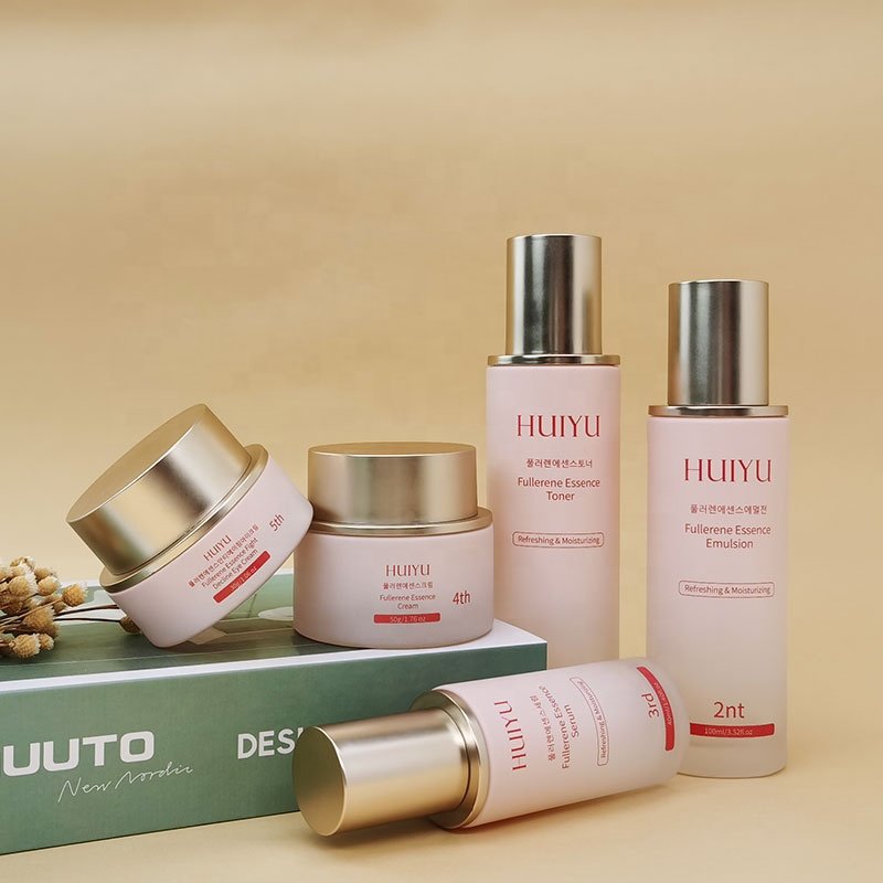 4oz round Cosmetic Package Glass Bottle set pink skincare bottles With cover