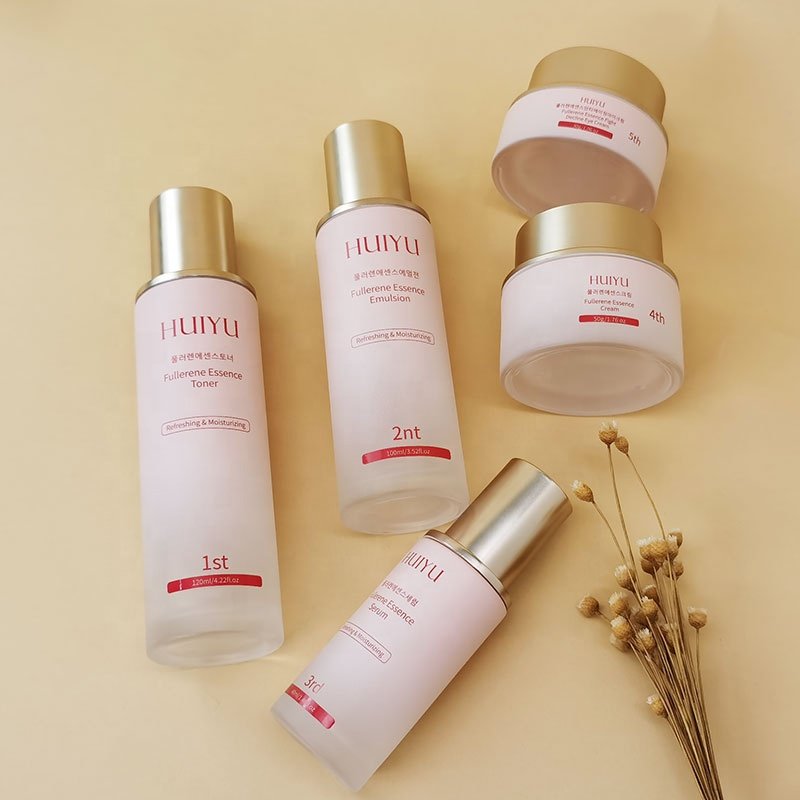 4oz round Cosmetic Package Glass Bottle set pink skincare bottles With cover