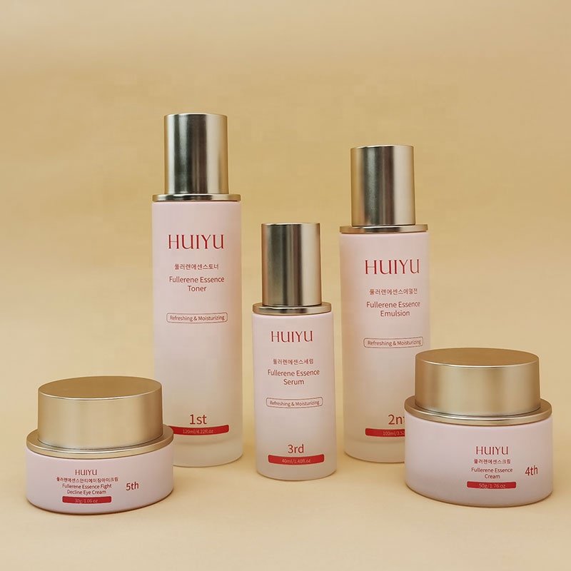 4oz round Cosmetic Package Glass Bottle set pink skincare bottles With cover