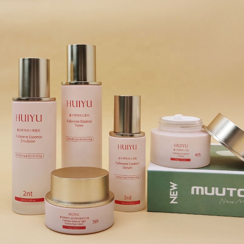 4oz round Cosmetic Package Glass Bottle set pink skincare bottles With cover