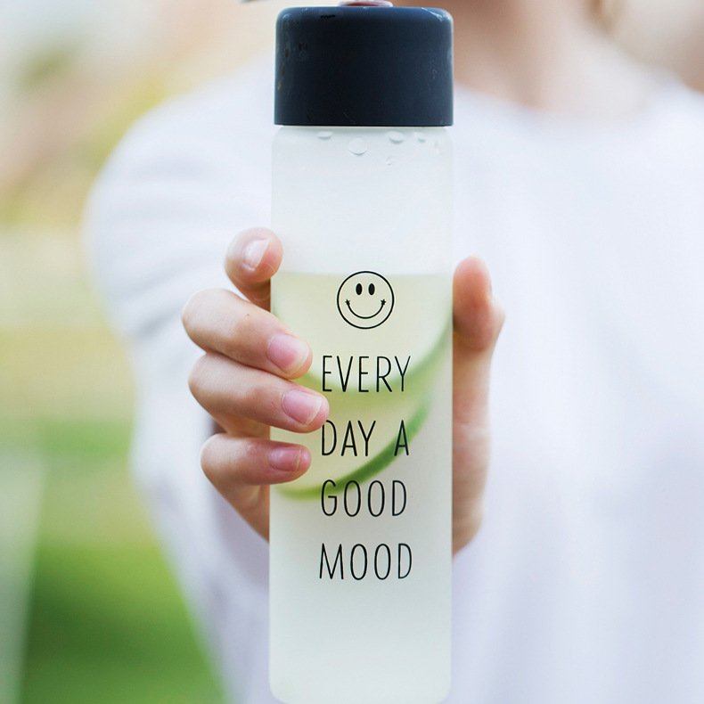 Cheap Price Custom Logo Frosted Glass Water Bottle For Kids, 100% BPA Free Reusable 360ML Glass Bottle