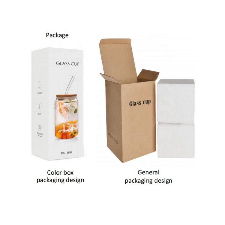 16oz frosted clear beer can glass sublimation water bottle glass jar with bamboo lid and straws