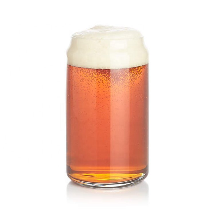 16oz frosted clear beer can glass sublimation water bottle glass jar with bamboo lid and straws