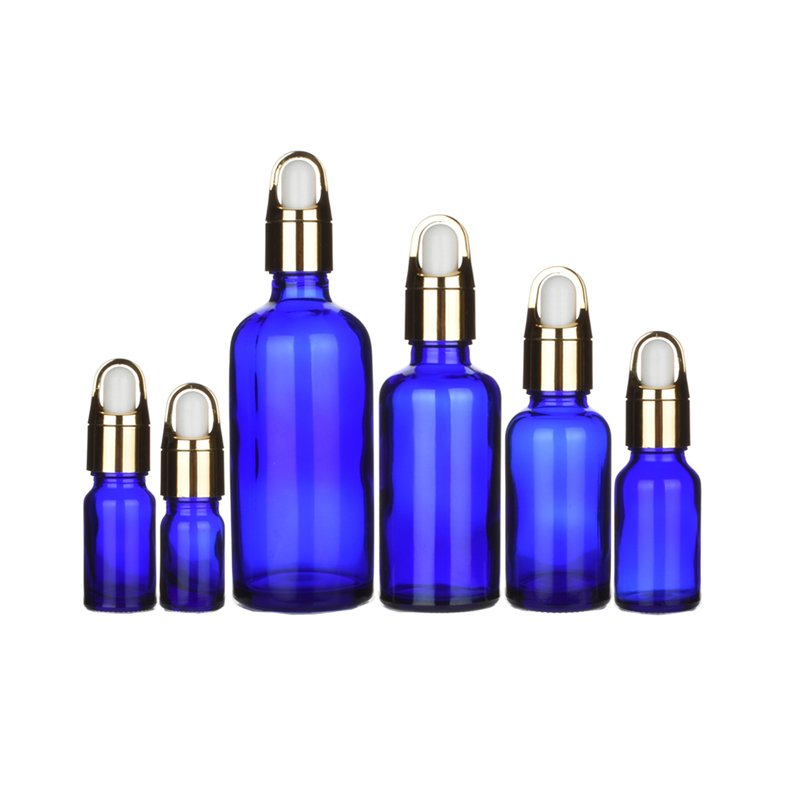 Essential Oil Dropper Bottles Dropper Pipette Gold with Glass Aluminum NEW Empty 5ml 10ml 15ml 20ml 30ml 50ml 100ml Blue 200pcs