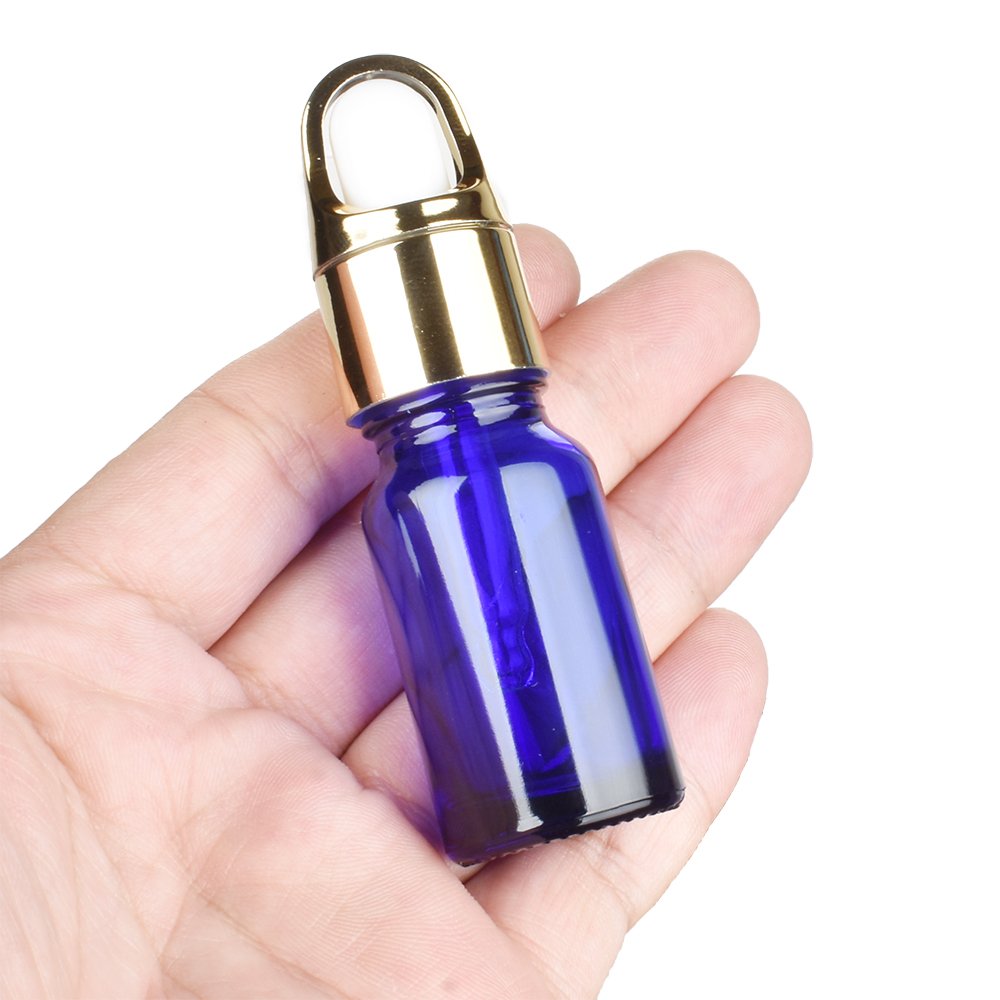 Essential Oil Dropper Bottles Dropper Pipette Gold with Glass Aluminum NEW Empty 5ml 10ml 15ml 20ml 30ml 50ml 100ml Blue 200pcs