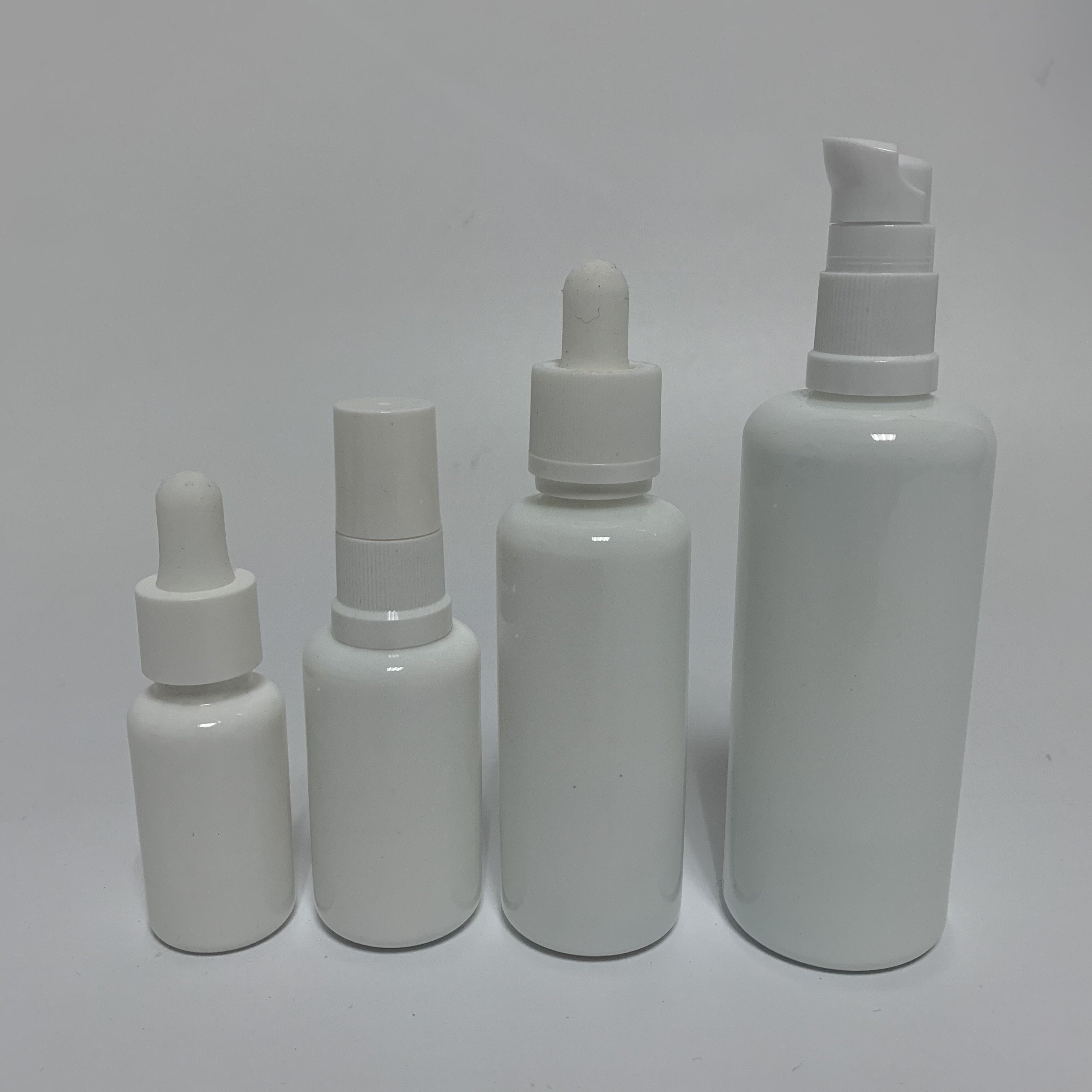 30ml 60ml 120ml opal white essential oil glass bottle with silver press dropper