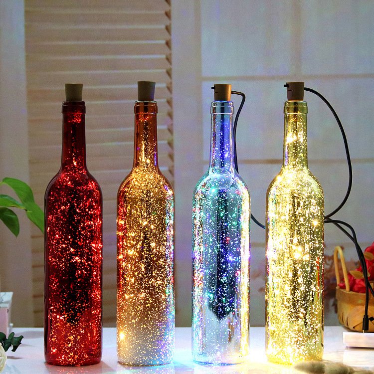 Customized 750ml gilded glass bottle champagne bottle