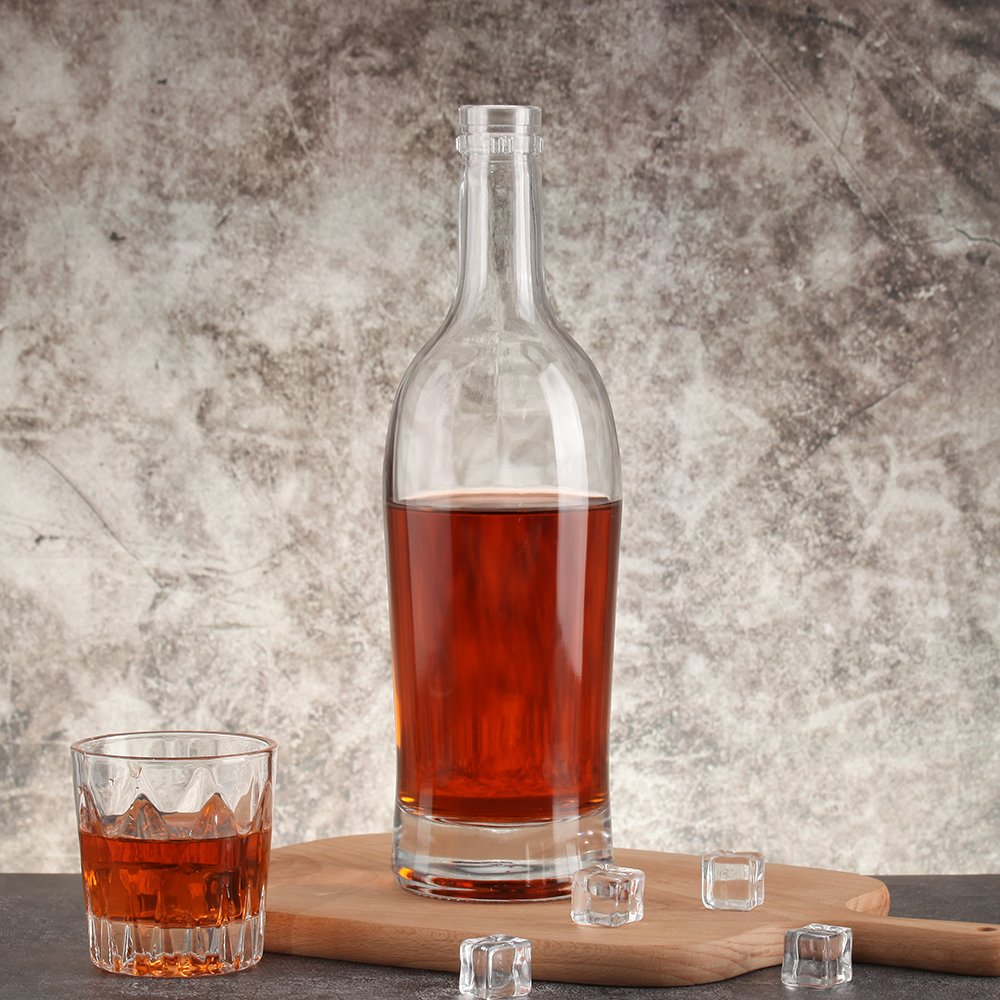 200ml 500ml 700ml 750ml 1000ml flint glass liquor wine Vodka tequila gin bottle Fancy Liquor Glass Bottle with sealed cork lid