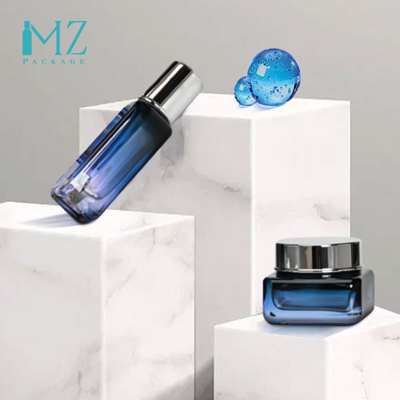 Glass Cosmetic Lotion Pump Bottle Set Cosmetic Bottle Set Glass Cream Jar
