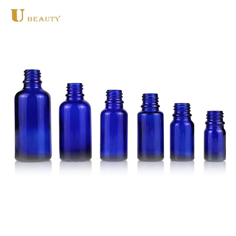30ml Cobalt blue din 18 dropper cap essential oil glass bottles with metallic golden droppers