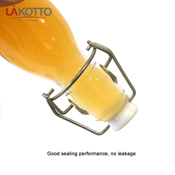 Wholesale Customized Recycled Clear wine bottle 100ml Round Classic Swing Top Glass Bottle 1L with Clip Top Stoppers