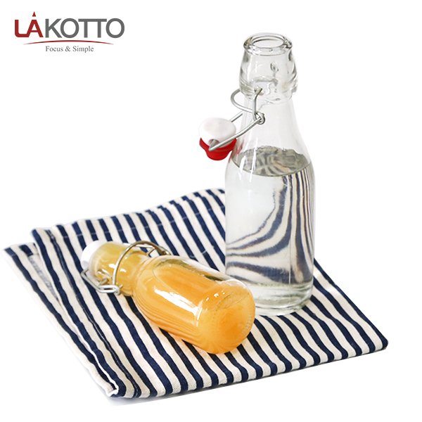 Wholesale Customized Recycled Clear wine bottle 100ml Round Classic Swing Top Glass Bottle 1L with Clip Top Stoppers