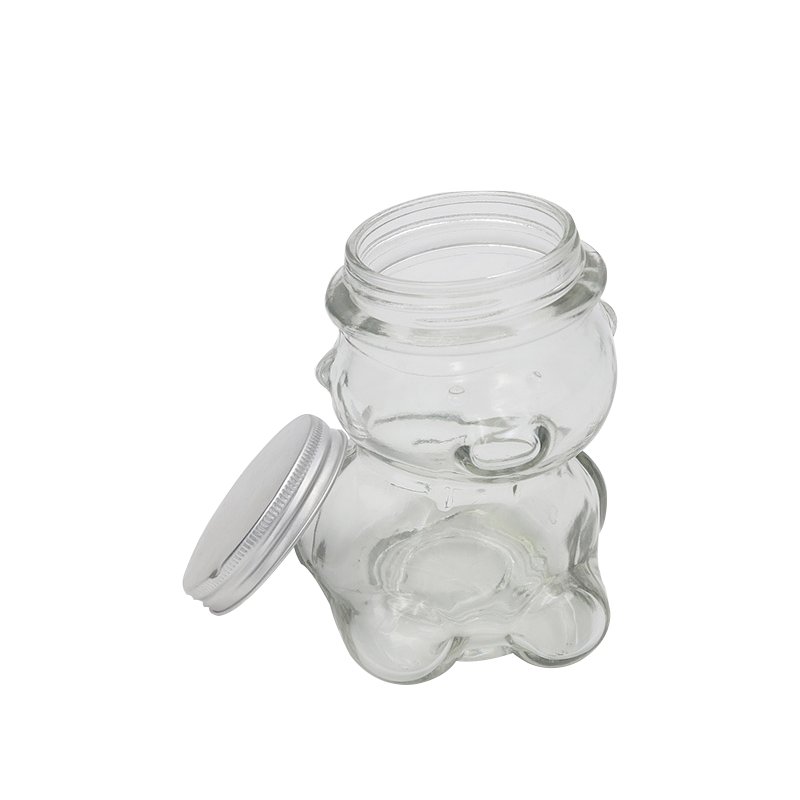 80ml Honey teddy bear glass bottle with metal lid